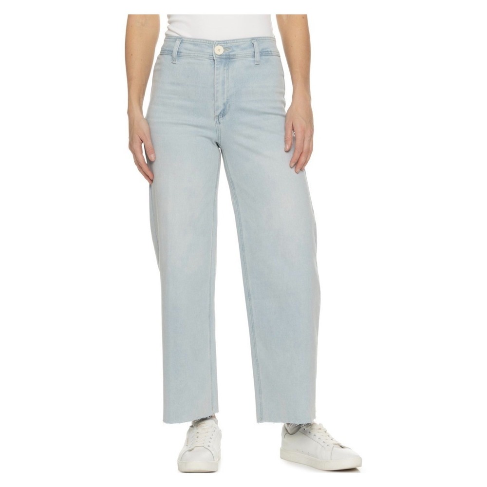 Oat New York New High Rise Wide Leg Soft Stretch Cropped Jeans 10/30 Blue Light
